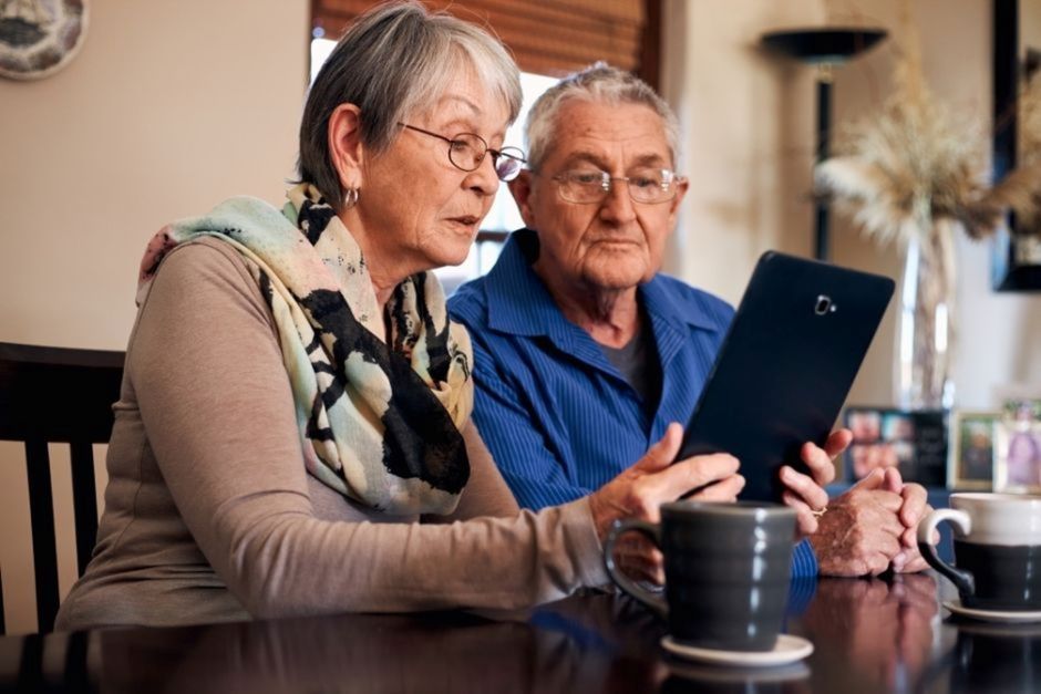 Senior couple considering retirement options